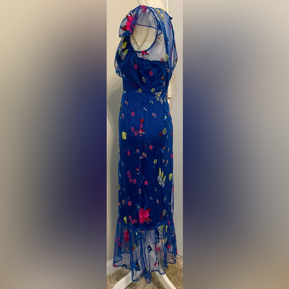 Tracy Reese for Anthropologie, Embroidered Topaz Blue Dress, Size M - Picture 7 of 12